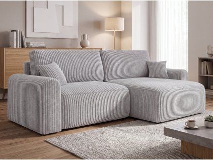 Rozkládací oboustranná sedací souprava do L NORDEN TILIA 250x140 cm světle šedá s moderním designem