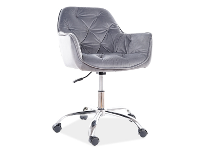 Kancelářské křeslo Q-190 VELVET, šedé s elegantním prošíváním