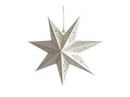 Vánoční papírová hvězda AUREVIA 60 cm, bílá s elegantními vyřezávanými ornamenty