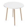 Jídelní stůl KAMI 80 cm, bílá deska a bukové nohy, minimalistický skandinávský styl, vhodný do moderních interiérů.