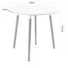 Bílý kulatý jídelní stůl KAMI o průměru 80 cm s šedými bukovými nohami, výška 74,5 cm, moderní a nadčasový design