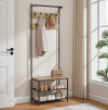 Stylová předsíňová stěna LOFT 180 cm, černá konstrukce s dubem sonoma