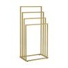 Luxusní stojan LINESTRO 93 cm – zlatý kovový design, 4 ramena, univerzální použití v koupelně nebo ložnici.