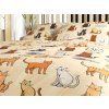 Mikroplyšové povlečení COLORED CATS krémové