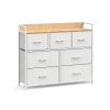 Komoda se zásuvkovými boxy FLEXIRO 98 x 85 cm, krémová, kovová konstrukce, textilní boxy a dřevěný dekor.