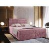 Luxusní čalouněná postel boxspring GLORIEN VELVET 180x200 cm růžová