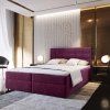 Luxusní čalouněná postel boxspring GLORIEN 140x200 cm v purpurové barvě