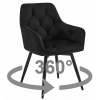 Elegantní otočné jídelní křeslo JORK360 VELVET černé do moderní jídelny