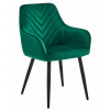 Elegantní jídelní křeslo NANA VELVET tmavě zelené s černými nohami