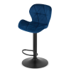 Designová sametová barová židle WEST VELVET modrá s černou konstrukcí