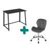 Set do pracovny ZARIMO stůl 80x40 cm černý + křeslo AVOLA VELVET šedé