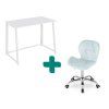 Set do pracovny ZARIMO stůl 80x40 cm, bílá + křeslo AVOLA VELVET světle modré