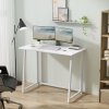 Set do pracovny ZARIMO stůl 80x40 cm, bílá + křeslo AVOLA VELVET světle modré