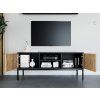 Moderní TV stolek LANZZI 120x40 cm v kombinaci černé a dub artisan