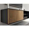 Elegantní černý TV stolek MEORATI 120x40 cm v kombinaci s dubem artisan
