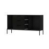 Komoda MEORATI 150x40 cm černá s dekorem dub artisan do moderního interiéru