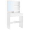 Elegantní toaletní stolek LUNAVI bílý 70x40 cm se zrcadlem a úložným prostorem
