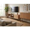 Moderní TV stolek VALMOR 140x40 cm, dekor dub na kovových nohách