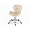 Ergonomické krémové kancelářské křeslo AVOLA VELVET s kovovou konstrukcí