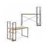 Psací stůl s regálem LOFTY 120x60 cm, černý / dekor dub do studentského pokoje
