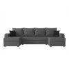 Moderní sedací souprava do U VALERIO 305x140 cm tmavě šedá s funkcí lůžka