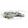 Elegantní sedací souprava do U VENORIA 285x146 cm světle zelená s úložným prostorem