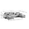 Designová sedačka do U VENORIA 285x146 cm krémová do světlého interiéru