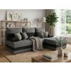 Elegantní sedací souprava do L VALERIO SLIM 200x140 cm tmavě šedá/antracitová