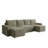 Prostorná sedací souprava do U SMART BOUCLE 303x143 cm šedohnědá do obýváku