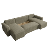 Elegantní sedací souprava do U SMART BOUCLE 303x143 cm šedohnědá s funkcí lůžka
