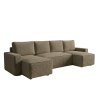Prostorná sedací souprava do U SMART BOUCLE 303x143 cm tmavě béžová do obýváku