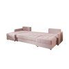 Designová sedací souprava do U VENORIA 285x146 cm pudrově růžová rozkládací