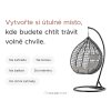 Černé závěsné křeslo KOKON se stojanem s bílo-šedým polštářem pro relaxaci