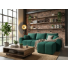 Designová sedací souprava do L SEVIO 246x145 cm lahvově zelená rozkládací