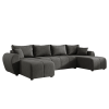 Moderní sedačka do U SEVIO 311x145 cm tmavě šedá rozkládací oboustranná s polštářky