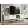 Designový TV stolek CAROL 160 cm bílá zlatá s kovovými prvky