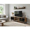 Designový TV stolek ZEN 160 cm ořech černý mramor s nástěnnou policí