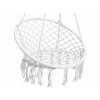 Moderní bílé závěsné křeslo KOLUMBIA se zeleno-žlutým polštářem na terasu