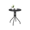 Elegantní kulatý stůl ISLAND BLACK 60 cm, černý se sklem na zahradu i balkon