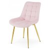 Elegantní sametová židle BERA růžová se zlatými nohami moderní styl