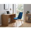 Designová židle SPLIT VELVET modrá s kovovými nohami v imitaci dřeva