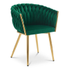Tmavě modré jídelní křeslo ORION VELVET se zlatými nohami pro elegantní jídelnu