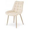 Čalouněná sametová židle BERA světle béžová s pevnými nohami