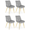 Luxusní sametová židle BERA světle šedá se zlatými nohami a elegantním designem
