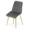 Tmavě šedá designová židle SPLIT VELVET se zlatými nohami