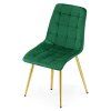 Zelená designová židle SPLIT VELVET se zlatými nohami