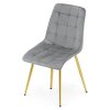 Světle šedá designová židle SPLIT VELVET se zlatými nohami