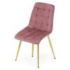 Tmavě růžová designová židle SPLIT VELVET se zlatými nohami