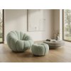 Elegantní světle zelené křeslo BLOOM s pohodlným taburetem do obýváku