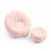 Moderní relaxační křeslo BLOOM světle růžové s měkkým taburetem